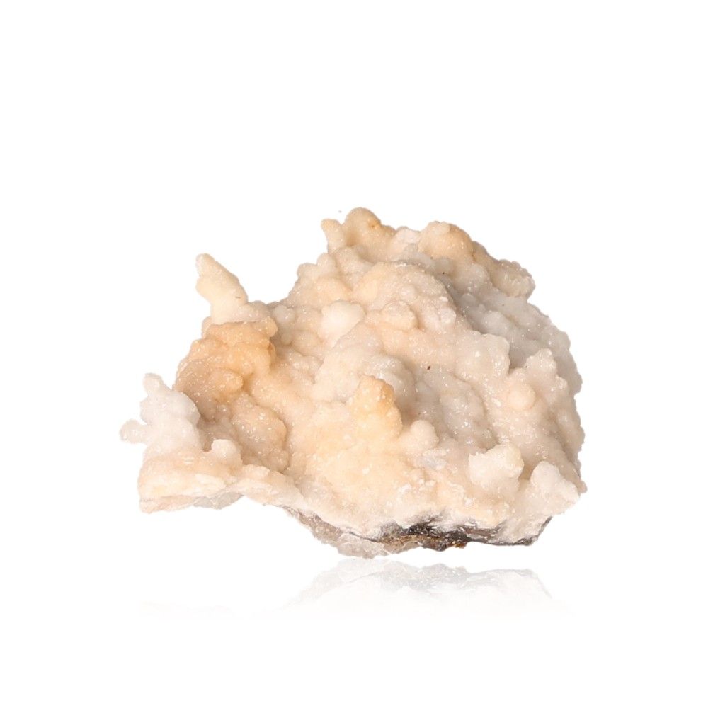 Ighoud Calcite Druze from Morocco with warm earthy tones and crystalline structure, symbolizing grounding and spiritual growth.