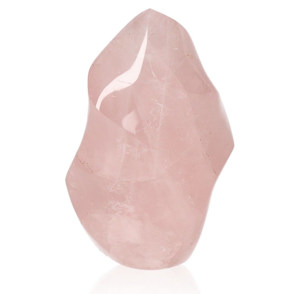 Rose Quartz Flame crystal by Sylvia Crystals, known for its nurturing and gentle energy, perfect for emotional healing and self-love.