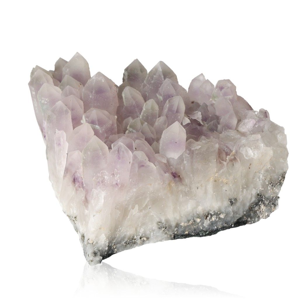 Amethyst crystal cluster showcasing its natural formations, known for stress reduction, energy boost, and enhancing concentration.