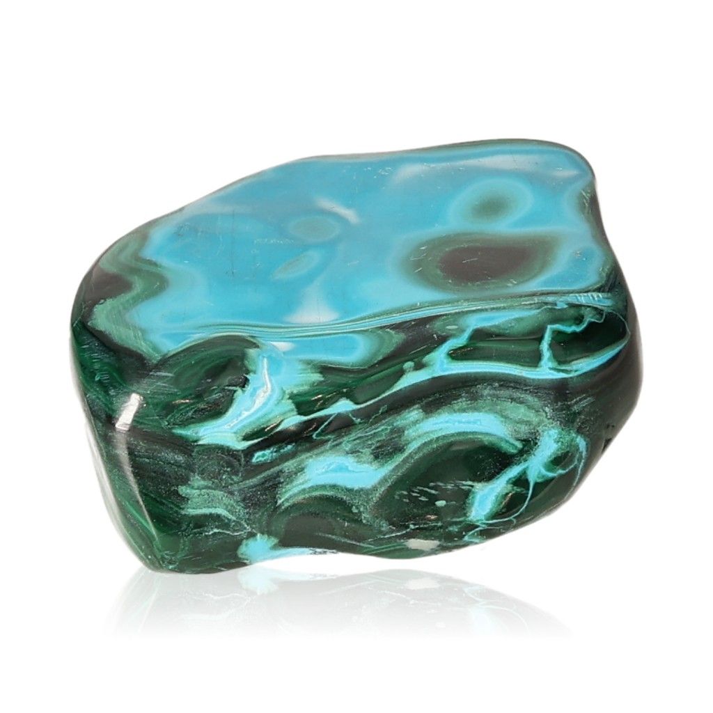 Blue Chrysocolla with Malachite gemstone with tranquil blue and green patterns for healing and transformation.