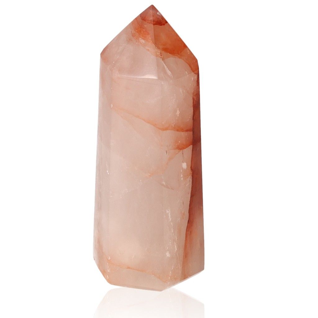 Red Calcite Tower with unique quartz properties and chakra energy support.