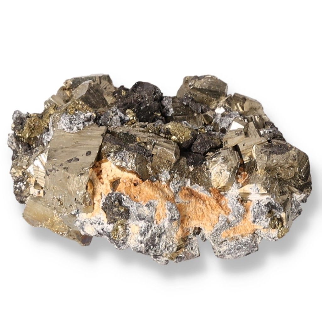 "Raw pyrite stone promoting independence and courage for goal achievement"