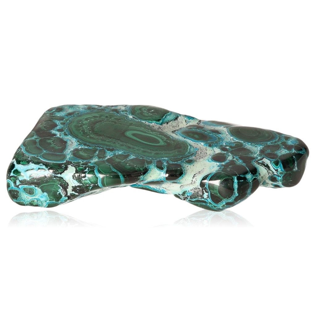 Blue Chrysocolla with Malachite gemstone showcasing calming and transformative energy in a unique, polished form.