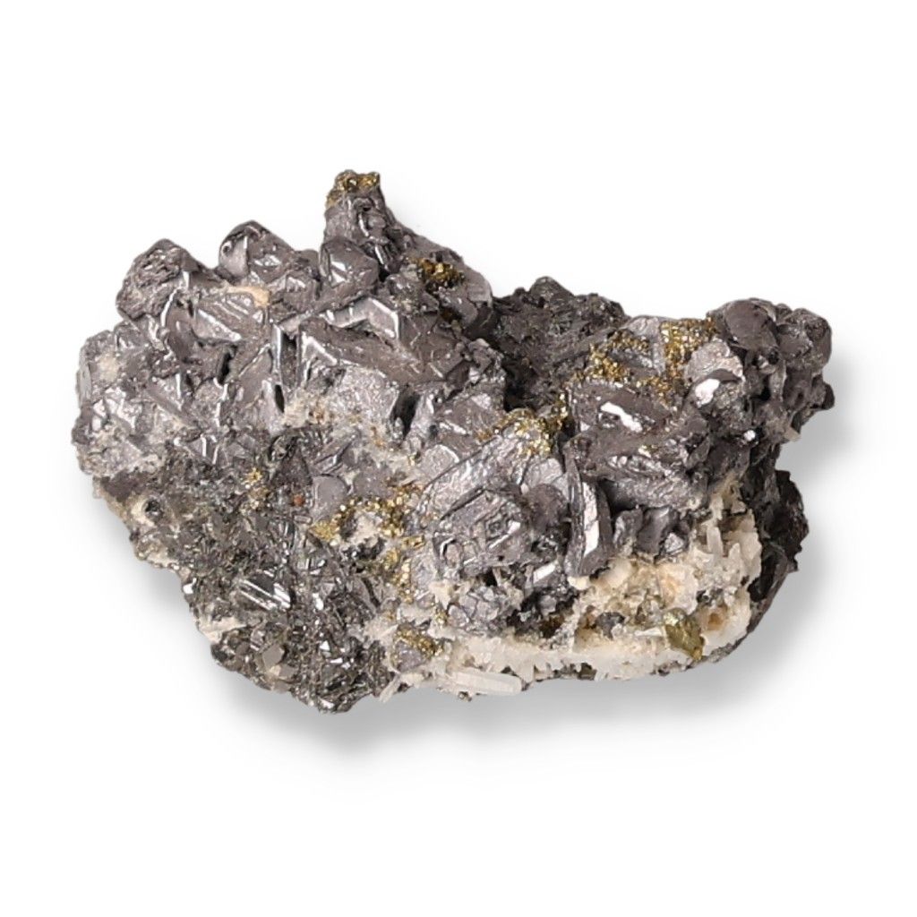 Galena with Chalcopyrite mineral showcasing unique metallic texture and grounding properties for spiritual practices.