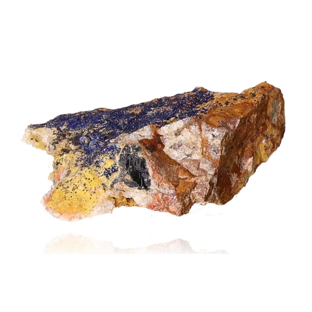 Azurite mineral piece with deep blue hues and unique patterns, known for enhancing mental clarity and promoting self-awareness.