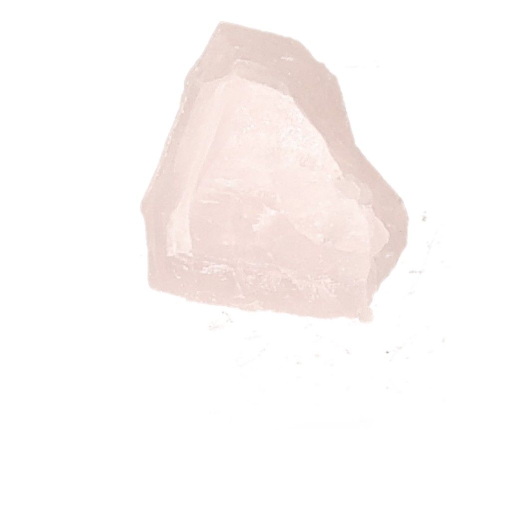 Mangano Calcite stone with soft pink hues, symbolizing love, compassion, and emotional healing against a white background.