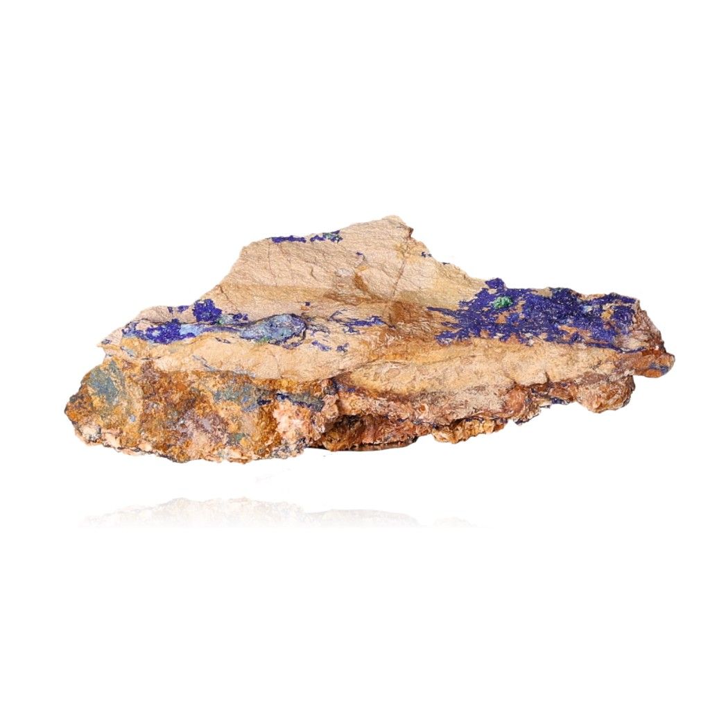 Deep blue Azurite mineral sample with unique patterns enhancing mental clarity and self-awareness, ideal for collectors and spiritual journeys.