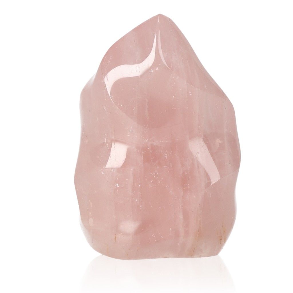 Rose Quartz Flame by Sylvia Crystals, showcasing a natural, ethically sourced stone for emotional healing and self-love.