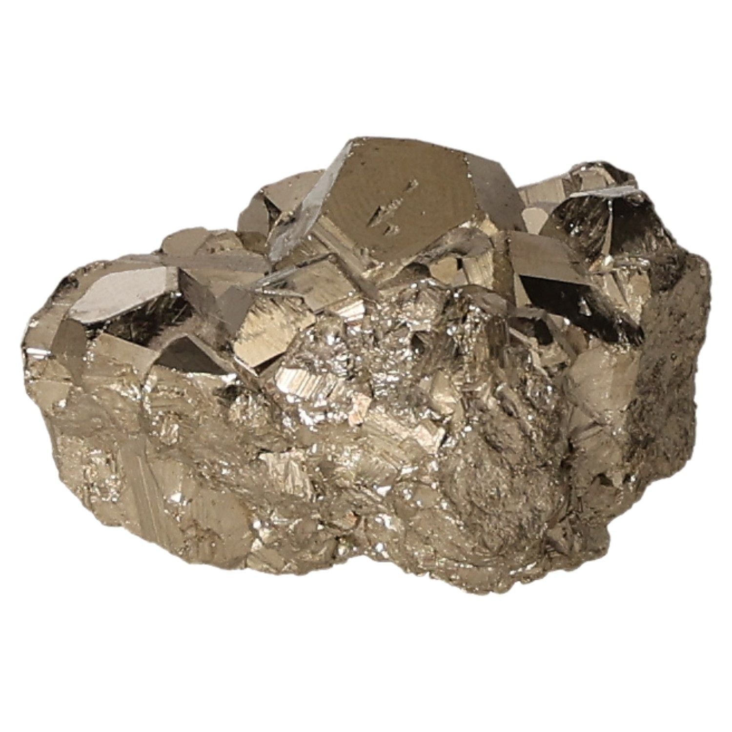 Shiny pyrite druzy stone promoting independence and inspiring new ideas with its metallic crystal formations.