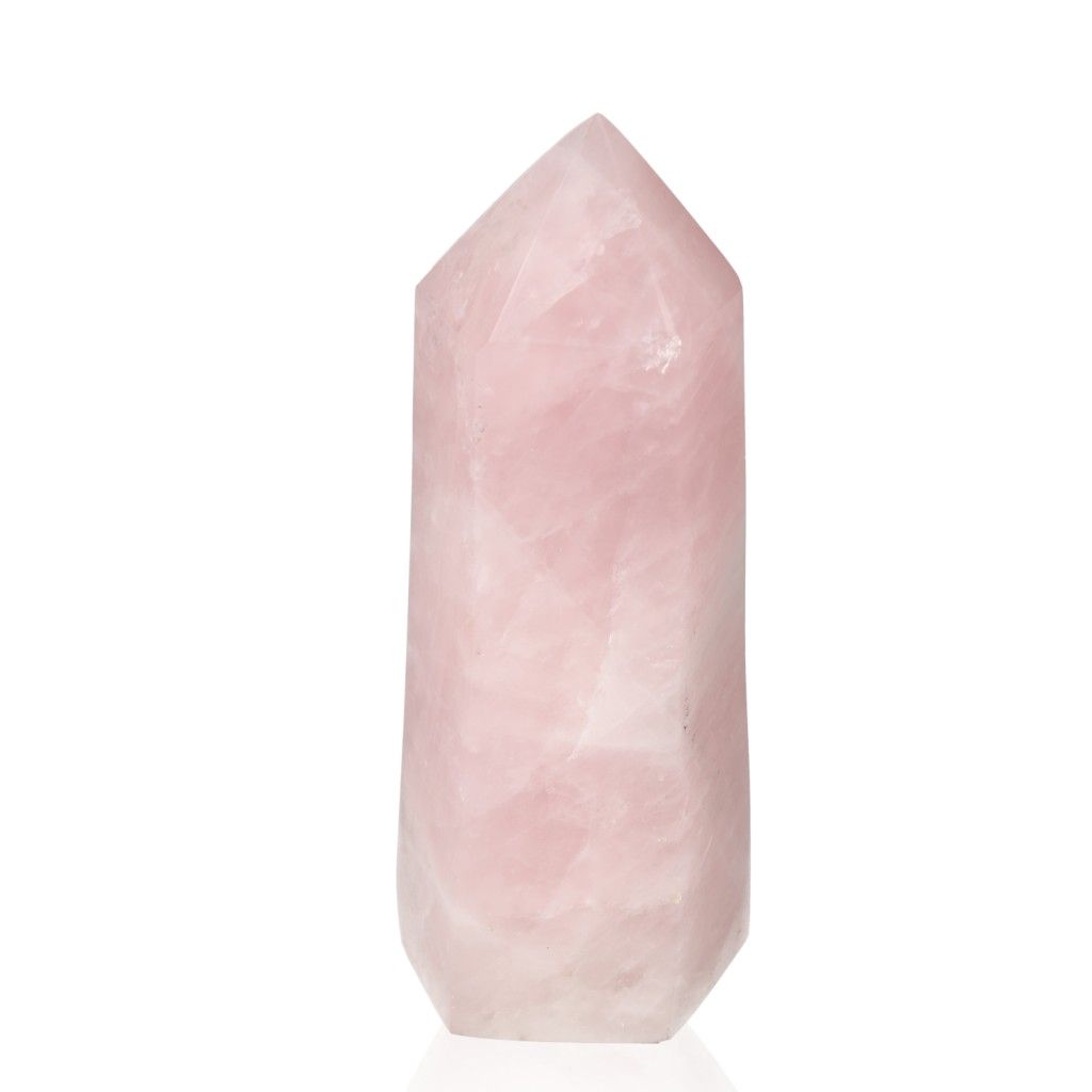 Rose Quartz Obelisk by Sylvia Crystals, symbolizing love and healing, crafted from natural, ethically sourced rose quartz.