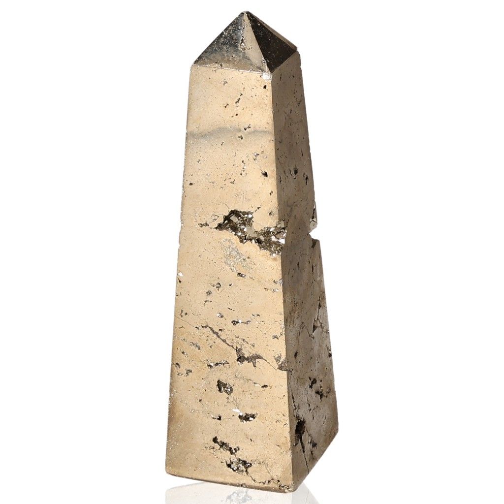 Pyrite obelisk stone for independence and courage, inspiring new ideas and action in all areas of life.