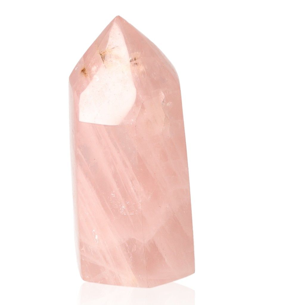 Rose Quartz Obelisk by Sylvia Crystals, symbolizing love and healing, crafted from natural rose quartz.