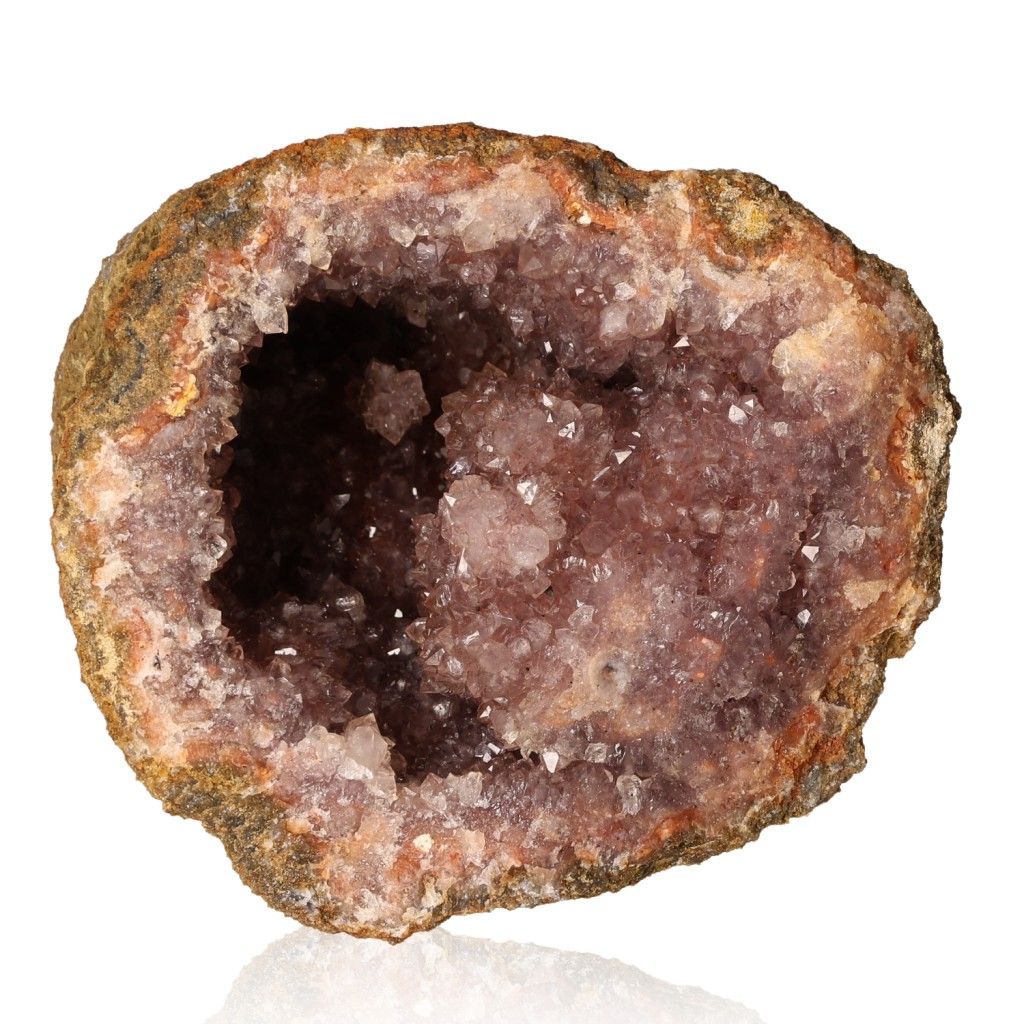 Amethyst druzy crystal geode showcasing natural purple hues, ideal for stress reduction, energy boost, concentration, and emotional stability.