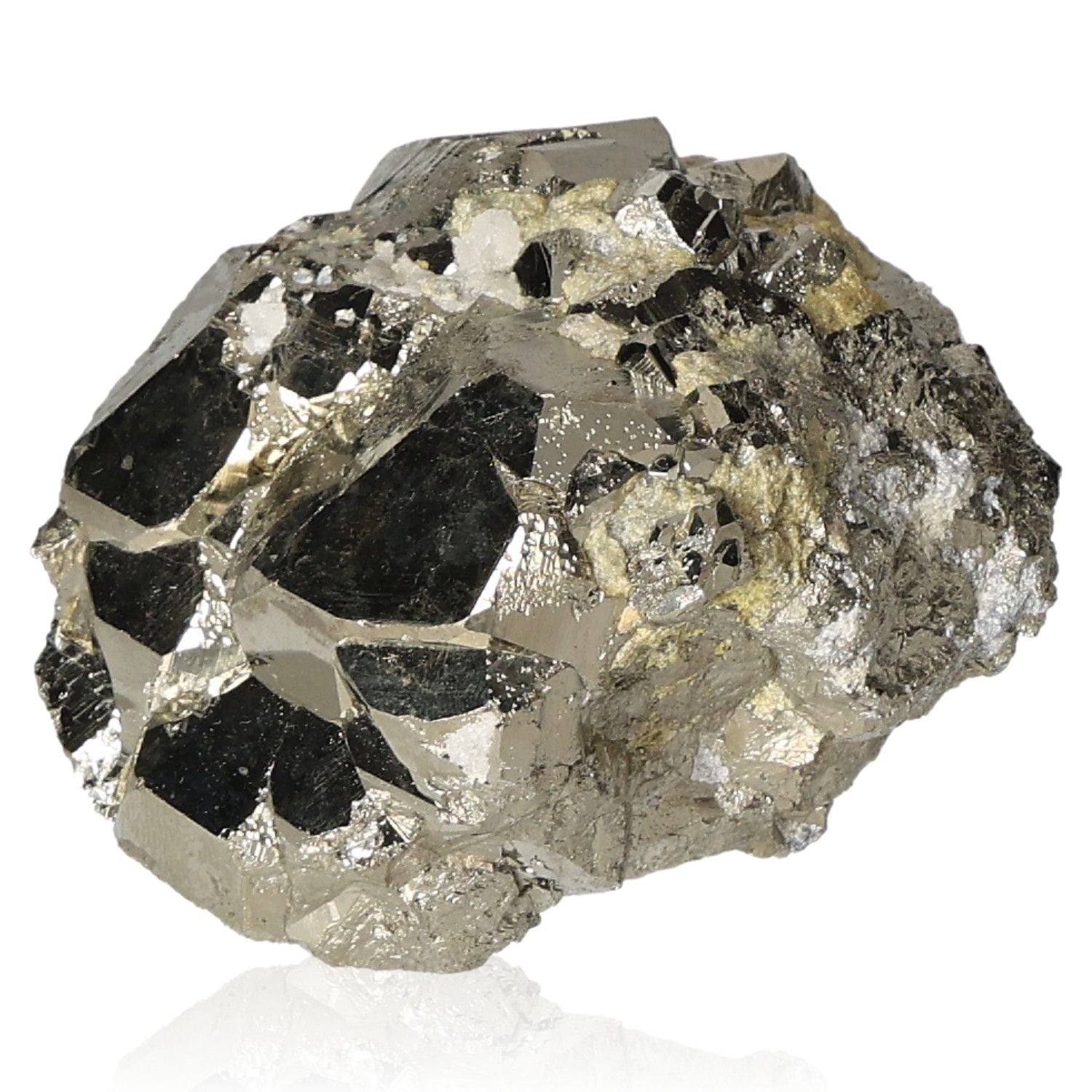 Shiny pyrite druzy stone for inspiration and courage, promoting independence and goal achievement through stimulating action.