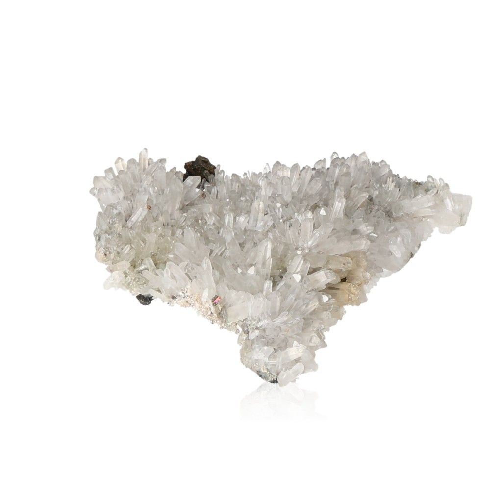 Clear quartz crystal cluster with natural formations, ideal for energy healing, chakra balancing, and zodiac sign alignment.