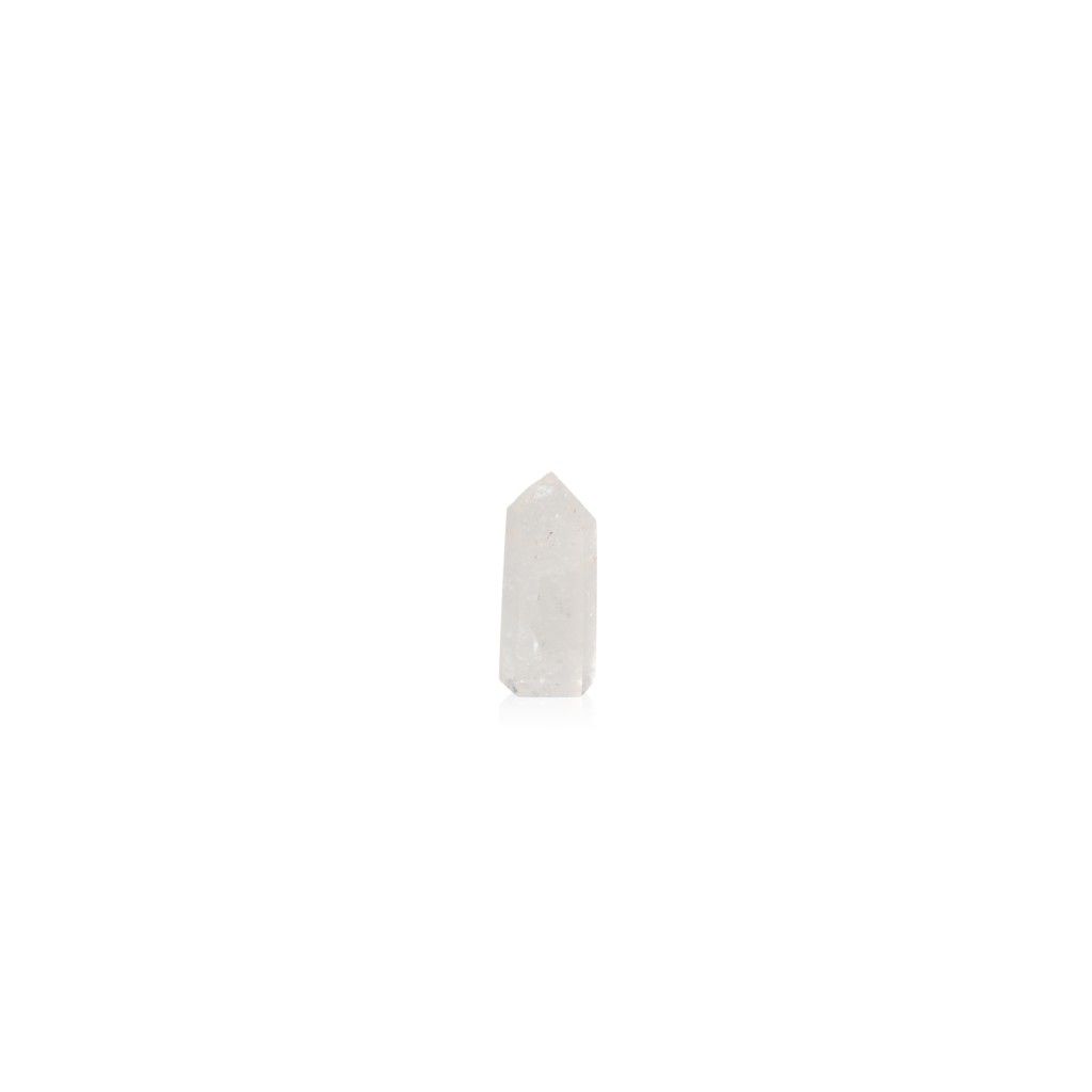 Polished crystal quartz point for chakra healing and spiritual energy balance.