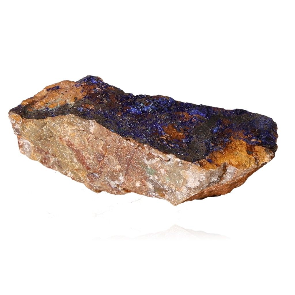 Azurite mineral specimen with deep blue hues and unique patterns, ideal for collectors and personal growth.