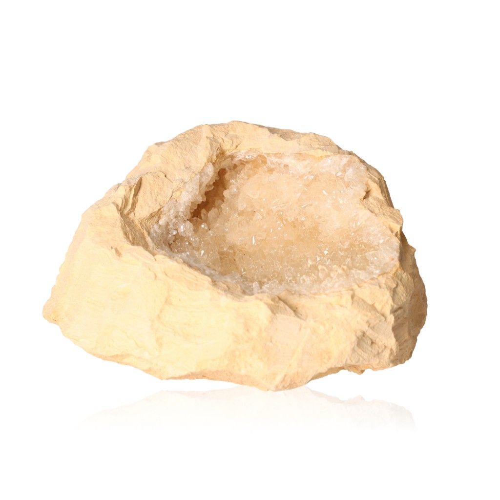 Natural cave calcite stalactite cluster with intricate layers and textures, showcasing mineral formations and growth.