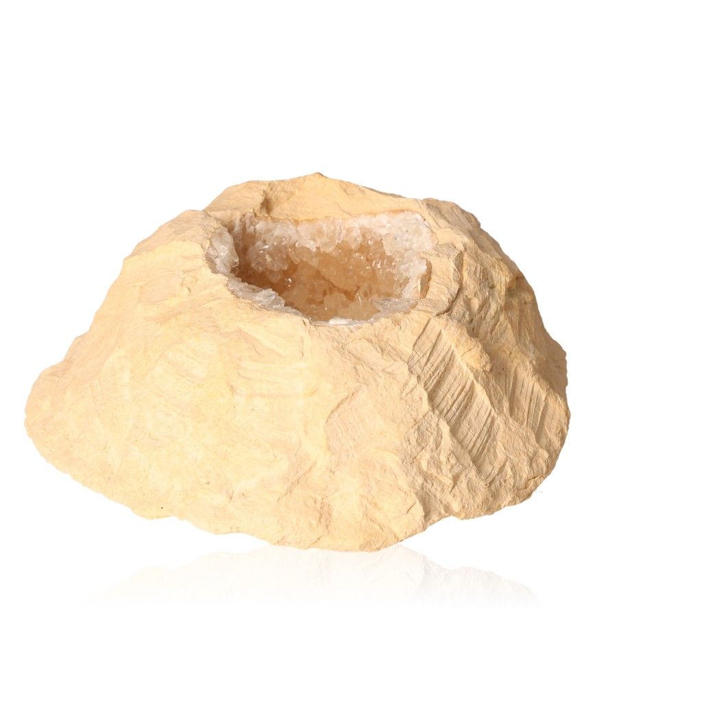 Beige calcite stalactite cluster with intricate natural textures, ideal for collectors and spiritual enthusiasts.