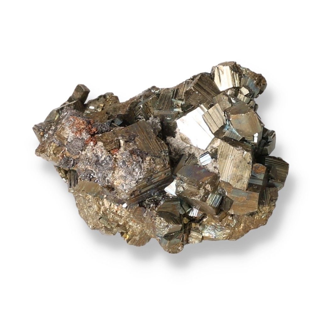 Chalcopyrite crystal cluster, known for enhancing psychic abilities, reducing stress, and boosting self-esteem.