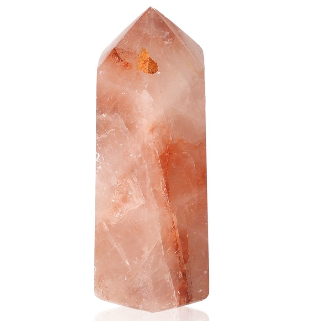 Red Calcite Tower Quartz Crystal for Chakra and Zodiac Energy Alignment