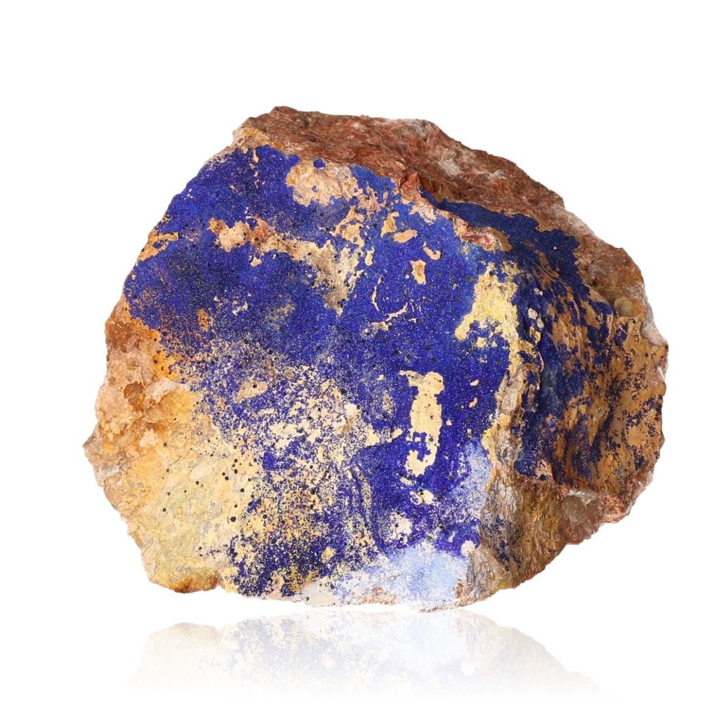 Azurite mineral with deep blue hues and unique patterns showcasing its copper composition, ideal for collectors and spiritual seekers.