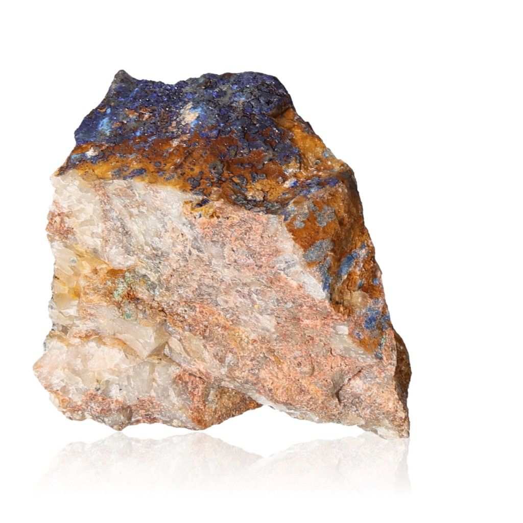 Azurite druze stone with deep blue and earthy tones, showcasing rich color and metaphysical properties for spiritual insight.