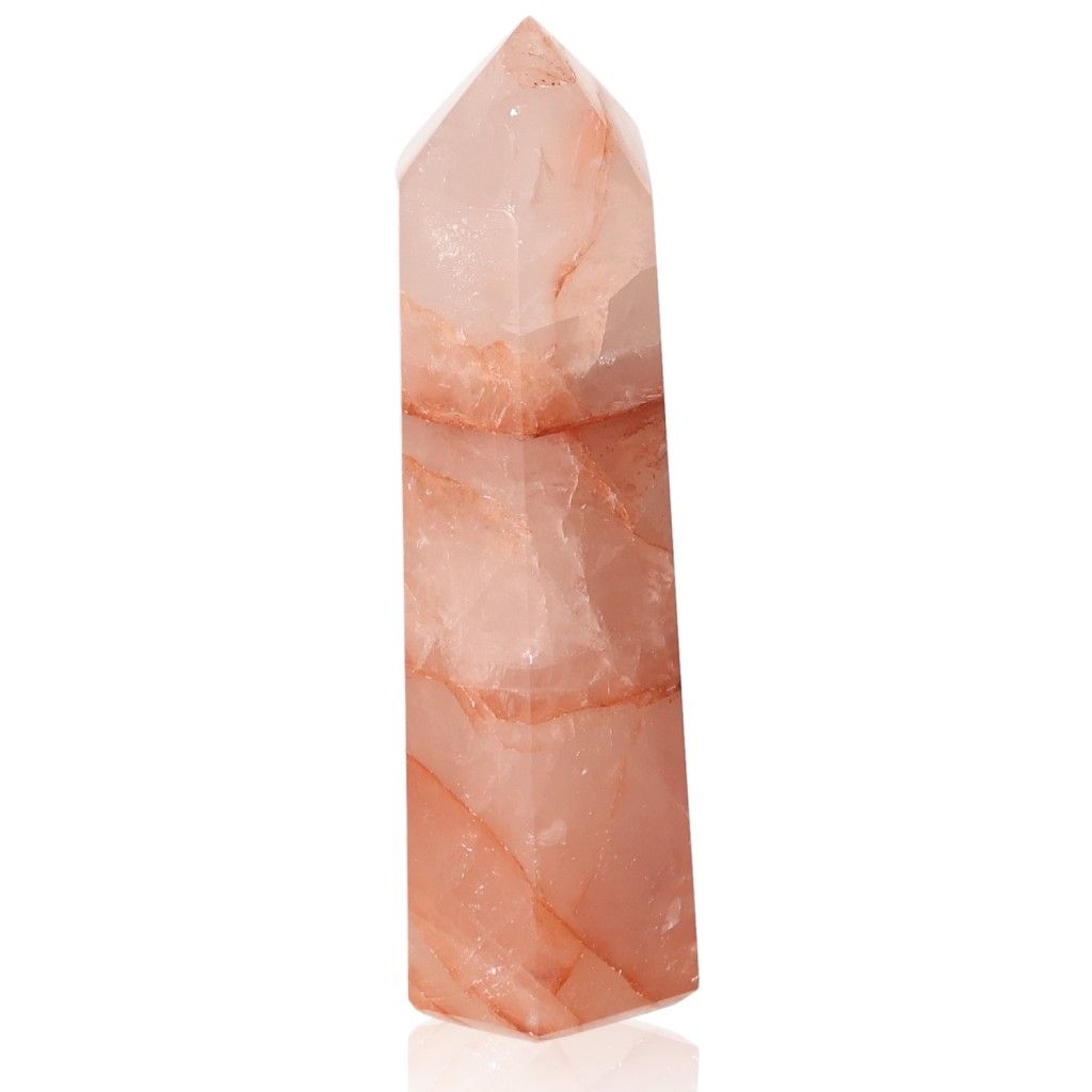 Red Quartz Tower for chakra alignment and spiritual healing, reflecting unique energetic properties and zodiac associations.