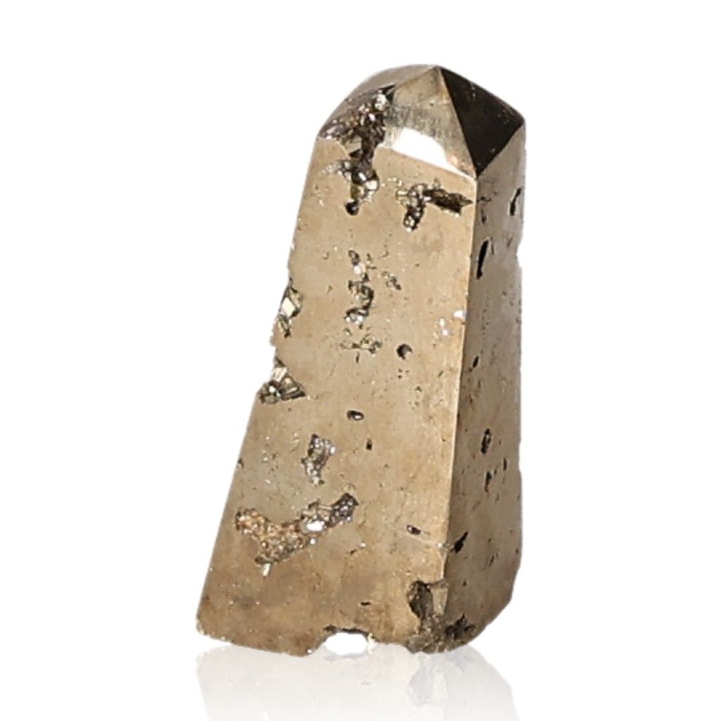 Pyrite obelisk crystal for inspiration and courage development.