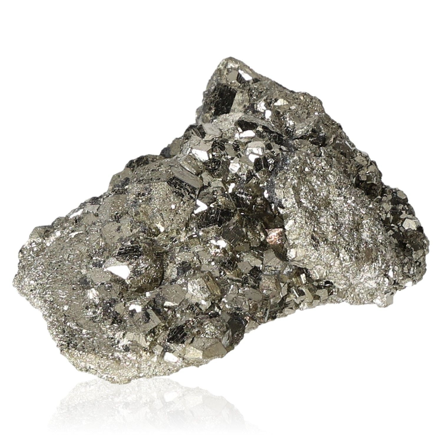 Shimmering pyrite druzy stone for mental and material independence, inspiring courage, motivation, and new ideas.