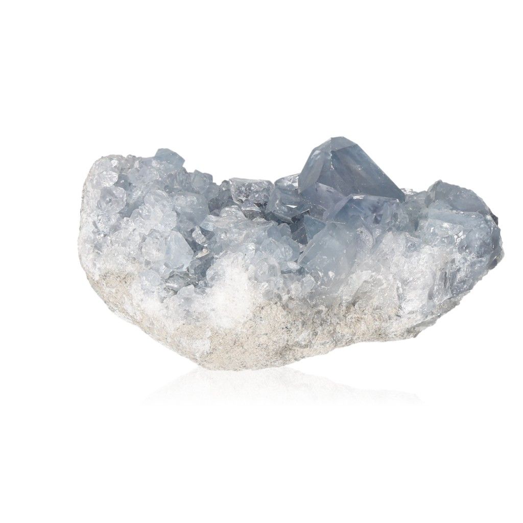 Celestite crystal stone of serenity and divine connection promoting peace, harmony, and spiritual alignment with calming hues.