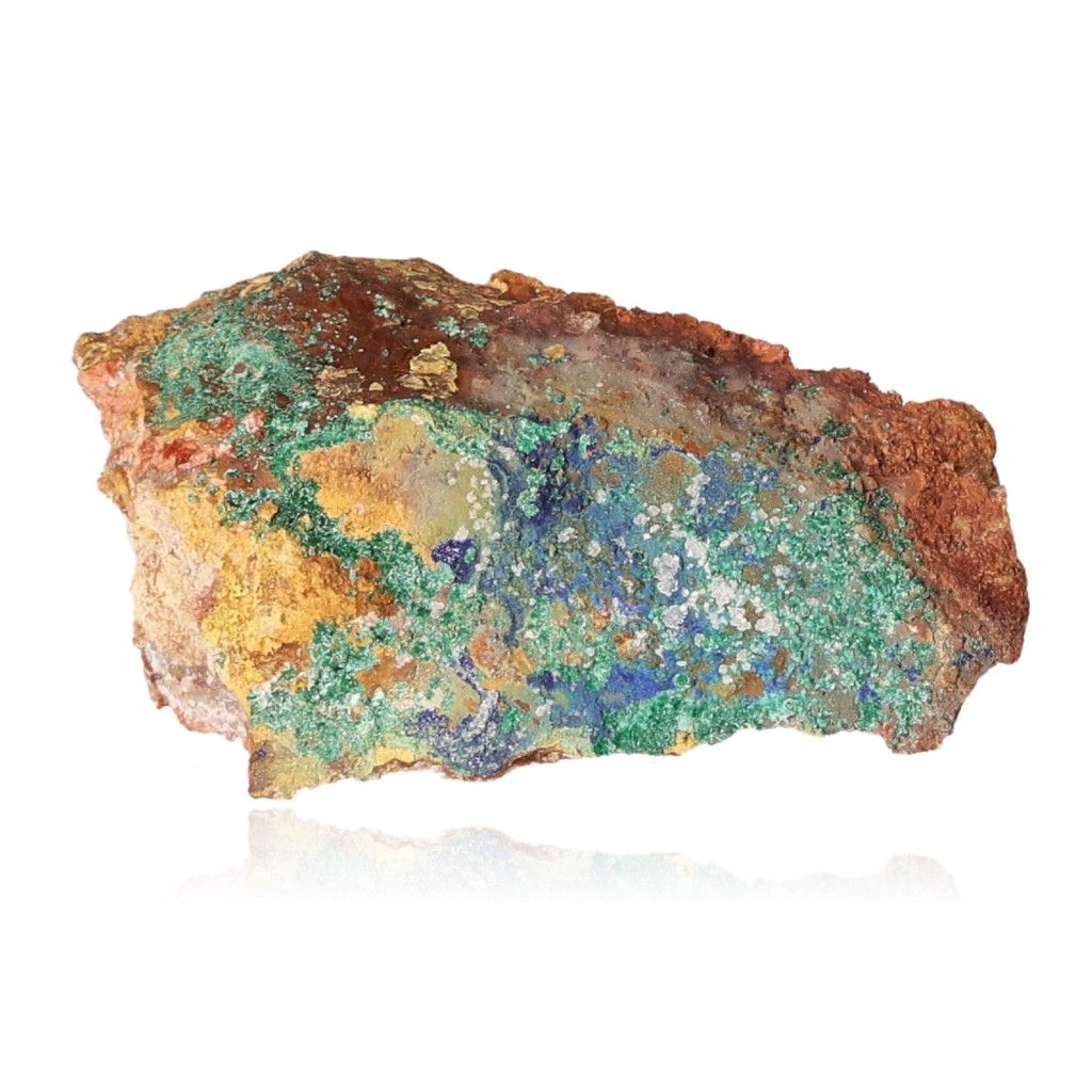 Vibrant green and earthy toned raw malachite mineral stone with swirling patterns, symbolizing nature and harmony.