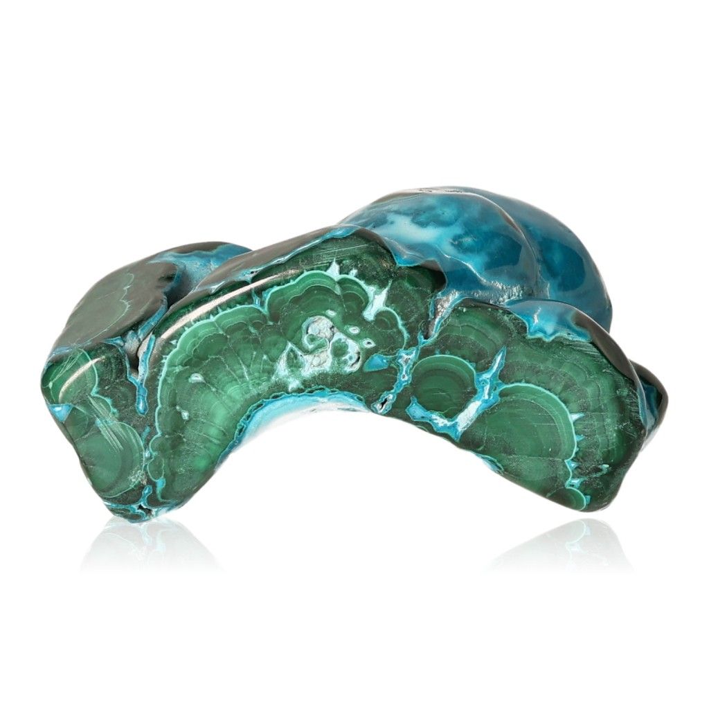 Blue Chrysocolla with Malachite gemstone showcasing calming and transformative properties for collectors and healers.