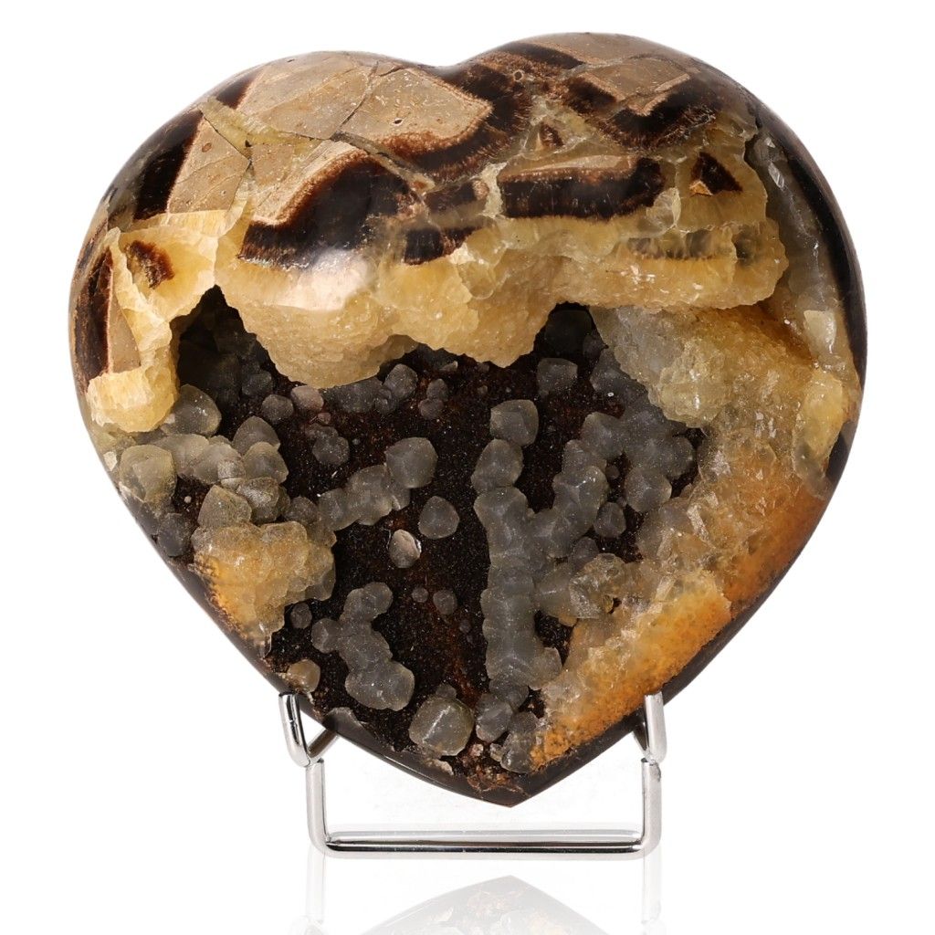 Heart-shaped Septarian stone with unique patterns and textures, symbolizing power and endurance.