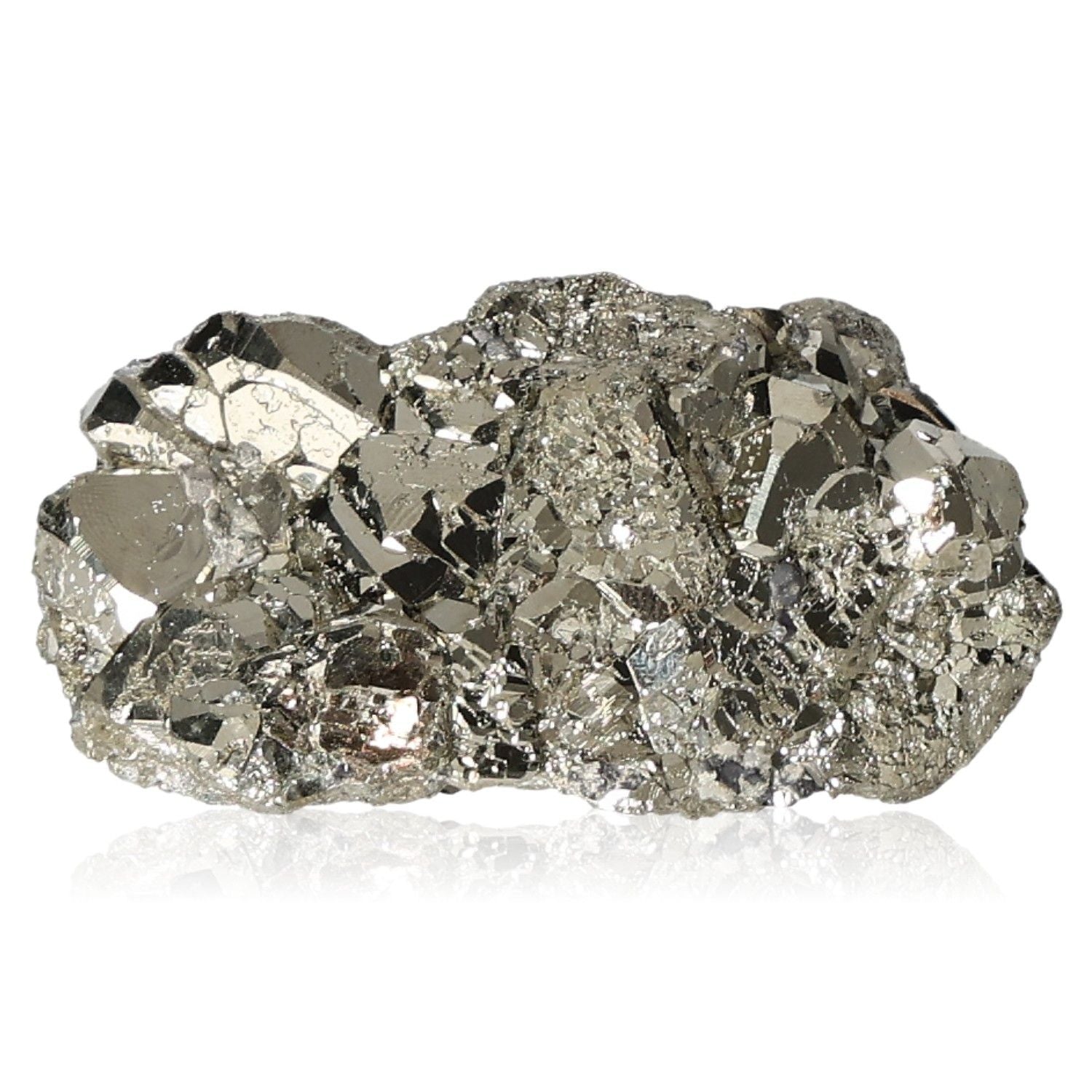 Shimmering pyrite druze cluster, known to inspire ideas and courage, encourages independence and motivation for goal achievement.