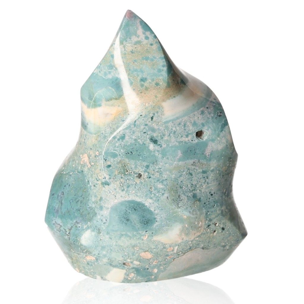 Ocean Jasper Flame Crystal with Tranquil Patterns and Calming Energy