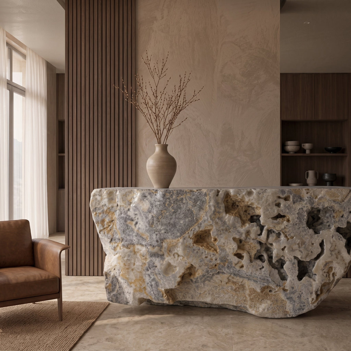 Calcite onyx bar counter 2450 × 500 × 1100 mm
